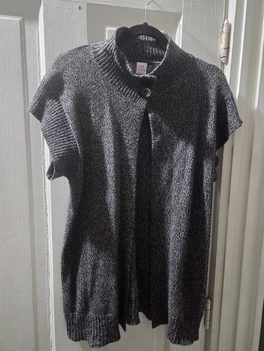 Bobbie Brooks Womens Black & Gray Knit Button Cardigan Sweater In Size Medium